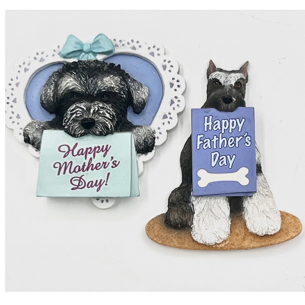 WillaBee & Ward Schnauzer Dog Happy Mother's Day Father's Day Magnet Set